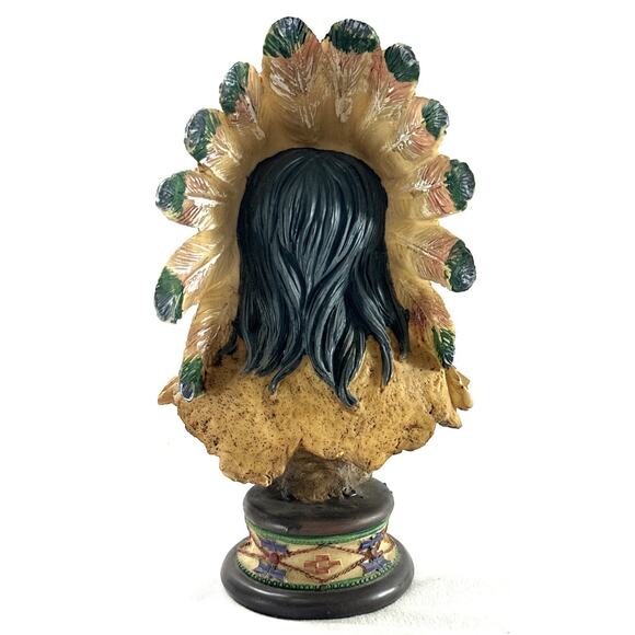 Native American Warrior And Woman Small Bust Statues Resin Apprx 7” - Picture 4 of 10